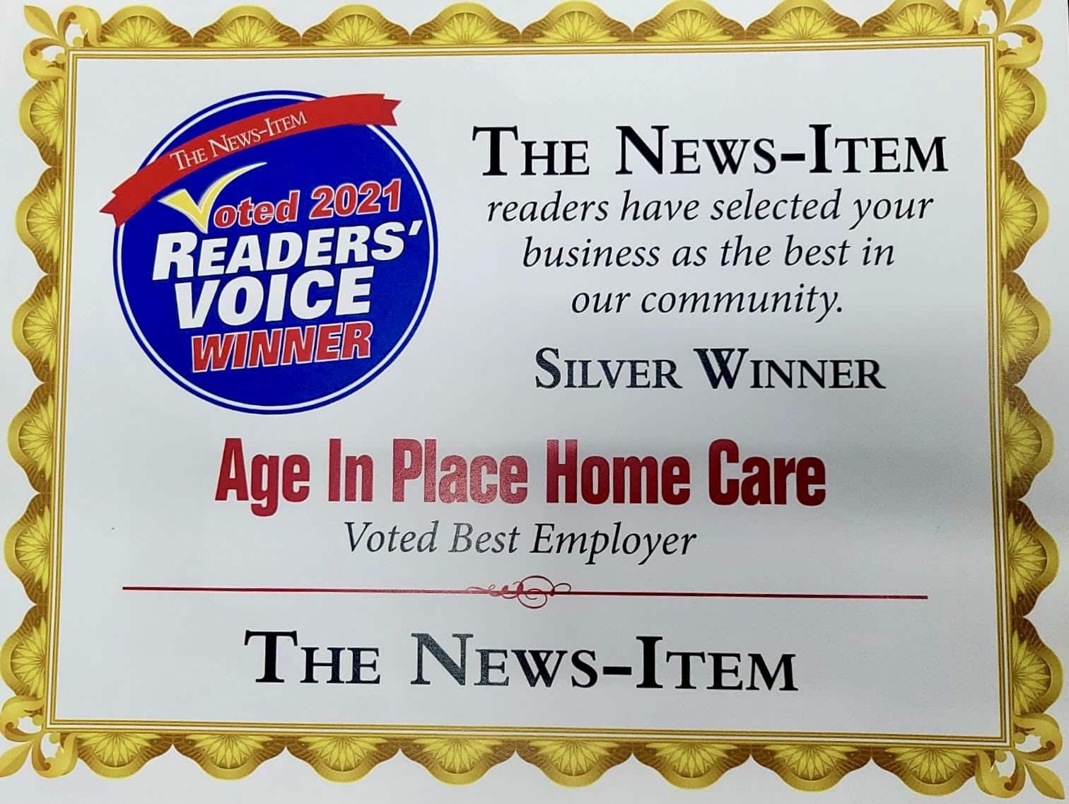 Age In Place Home Care Voted Best Employer Age In Place Home Care Voted Best Employer
